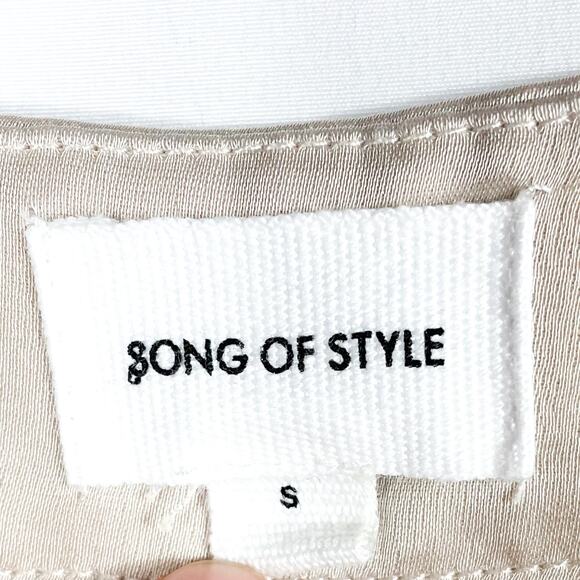 Song of Style Ayah Cargo Trousers Champagne Tan Pants‎ Satin Straight Leg Sz S - Picture 11 of 16